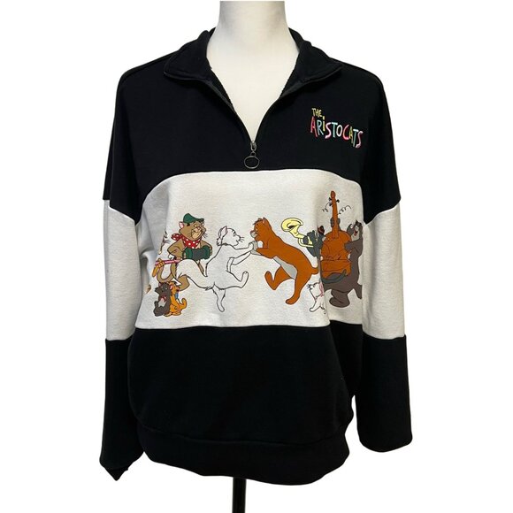 Disney The Aristocats Sweatshirt Embroidered Quarter-Zip Cats Oversized Sweater - Picture 6 of 12